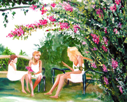 Crepe Myrtle Girls Watercolor Painting