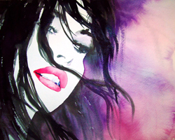 Fashion Illustration Pink Watercolor Painting